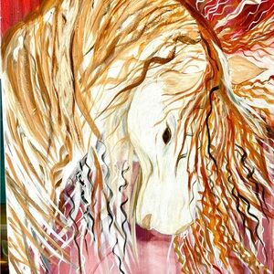 Acrylic Painting of a white horse